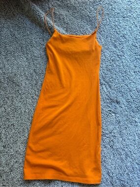 Zara Orange Spaghetti Strap Mini Dress